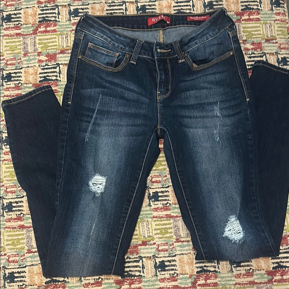 Guess Blue Skinny Jeans with Distressed Detailing
